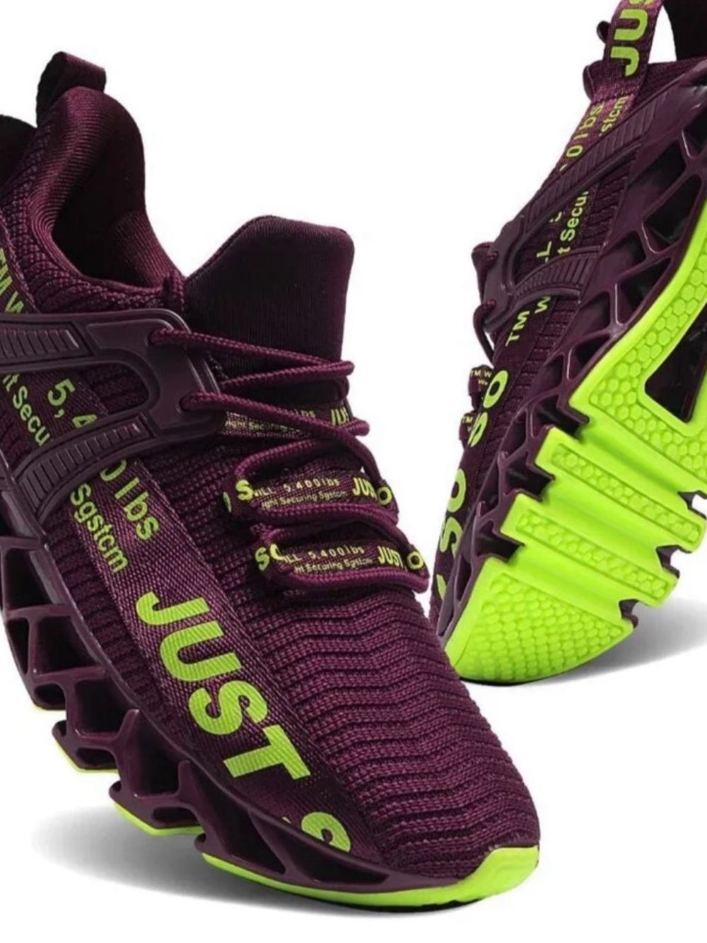 Maroon Athletic Sneaker with Neon Lime Accents